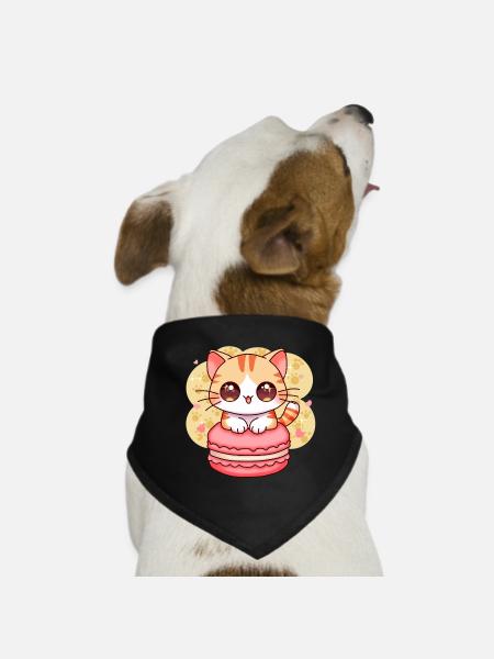 chibi cat - Bandana pour chien - noir