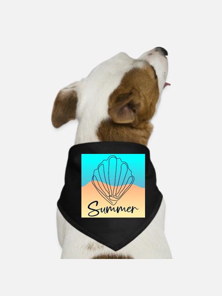 Line Art Seashell - Summer Beach - Dog Bandana - black - Front