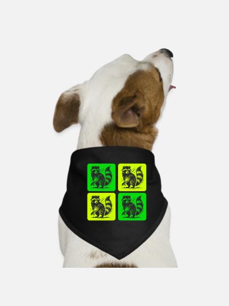 Stylischer Waschbär Retro Design - Hunde-Bandana - Schwarz - Vorne
