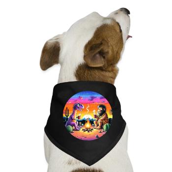 Prähistorische Lagerfeuer-Begegnung Illustration - Hunde-Bandana - Schwarz - Vorne