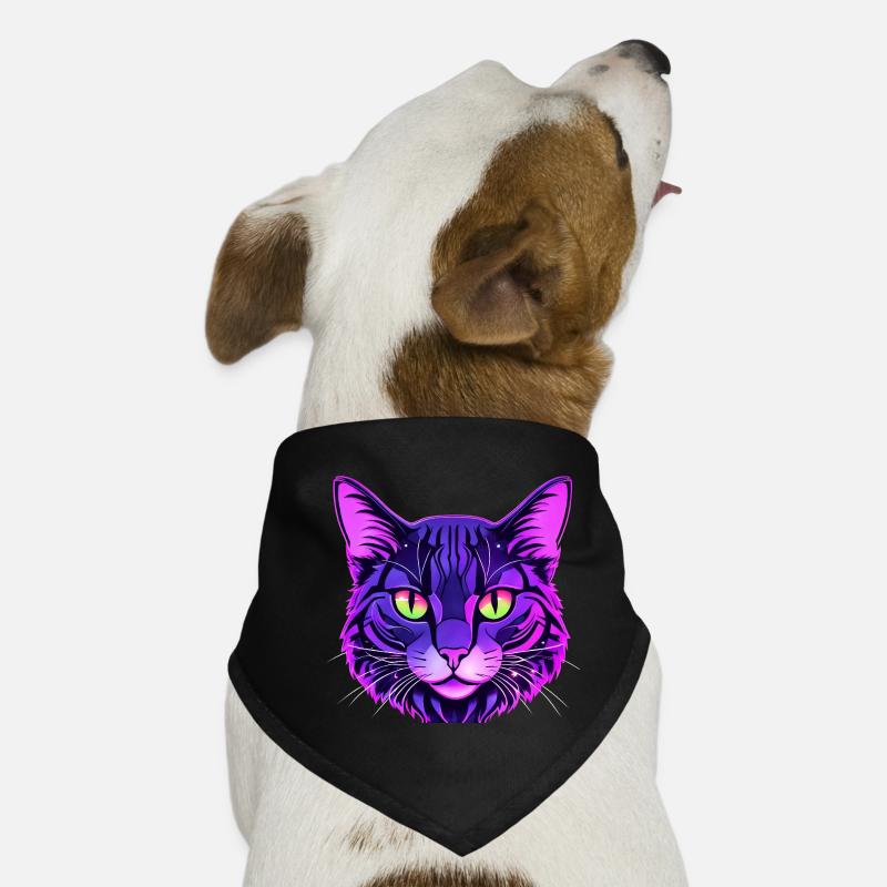 Katzen Portrait in Neonfarben  Hunde-Bandana