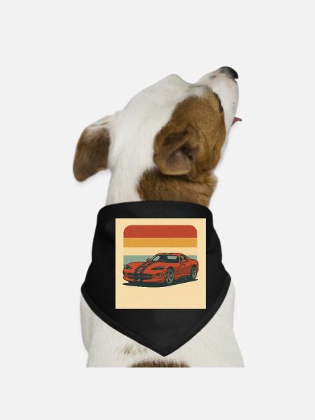 Vintage sports car with retro background - Dog Bandana - black - Front