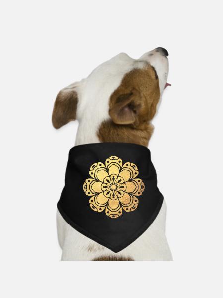 Yoga Sonne Meditation Gold Namaste Indien Mandala - Hunde-Bandana - Schwarz - Vorne