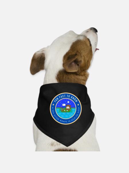 A sea otter wraps in kelp to sleep - Dog Bandana - black - Front