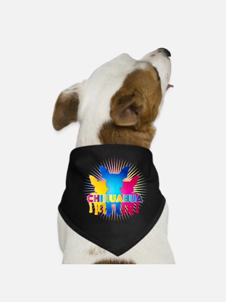 Colorful Chihuahua silhouettes with pop art lettering - Dog Bandana - black - Front