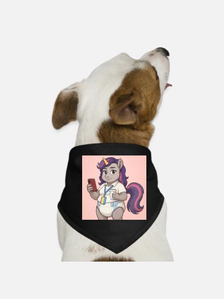 Licorne communicative avec livre et smartphone - Bandana pour chien - noir - Devant