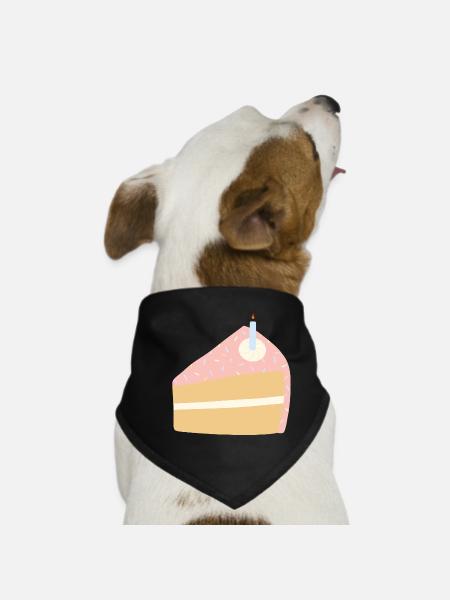 Illustration de gâteau d’anniversaire festif - Bandana pour chien - noir - Devant