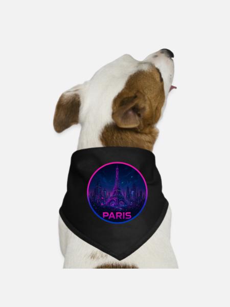 Paris Souvenir Cyberpunk - Dog Bandana - black - Front
