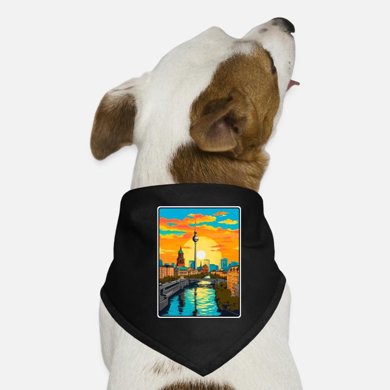 Berlin coucher de soleil Skyline Illustration Affiche de voyage Bandana pour chien