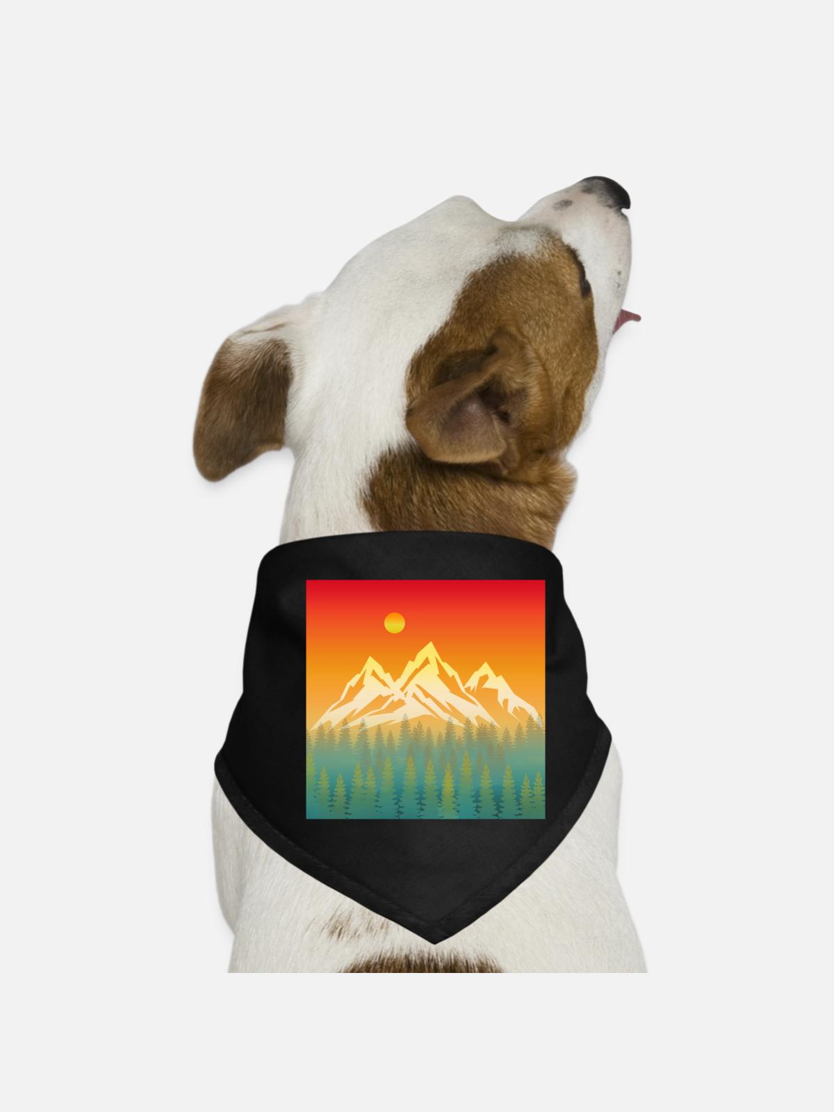 Mountain Nature Sunset - Dog Bandana - black - Front