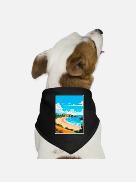 Poster de voyage vintage Jersey de St Brelade Cityscape - Bandana pour chien - noir - Devant
