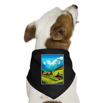 Alpines Bergdorf-Szene - Hunde-Bandana - Schwarz - Vorne
