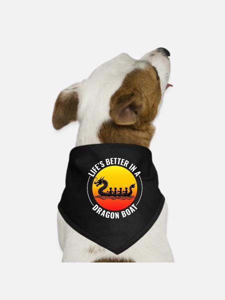Dragon Boat Racing Crew  - Dog Bandana - black - Front