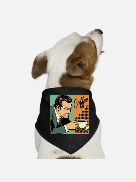 Coffee retro / vintage poster for your café - Dog Bandana - black - Front