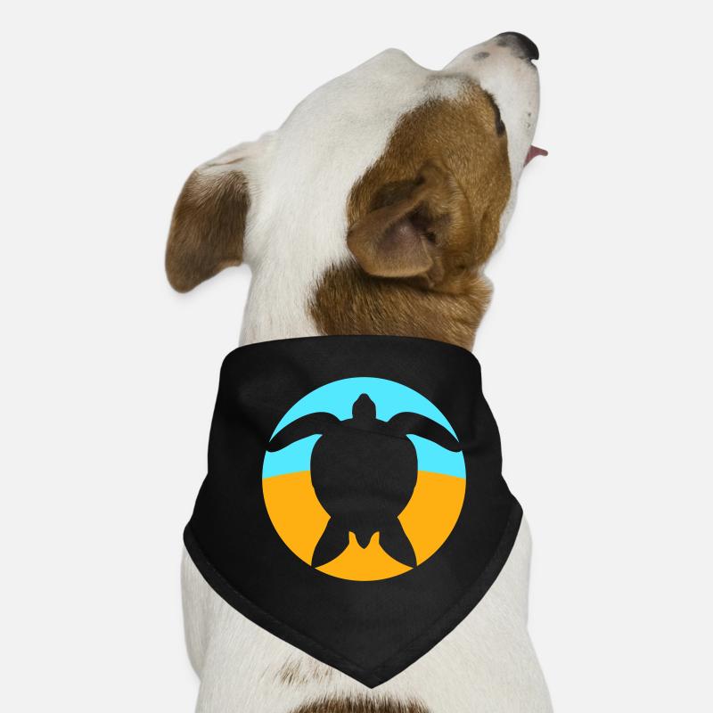 Tortue Logo Plage Eau Mer Rond Icône Bandana pour chien