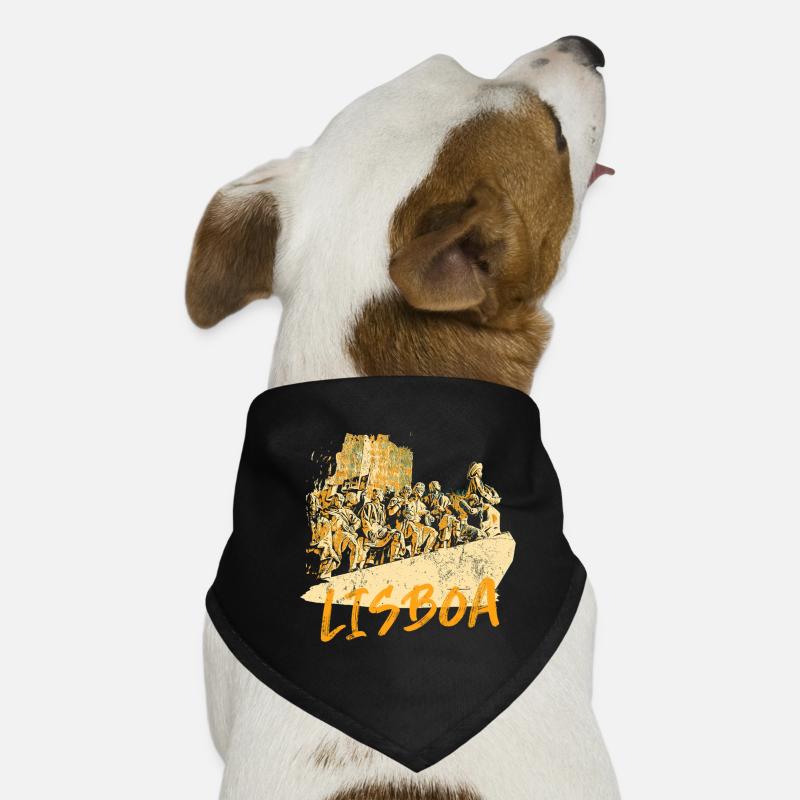 Monument Discoveries Lissabon ocker Illustration - Hunde-Bandana - Schwarz