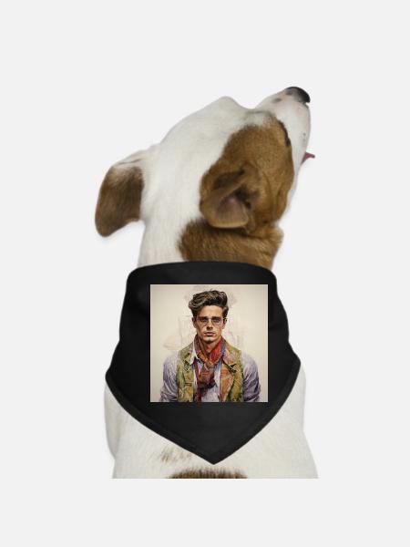 Vintage Glam Homme avec foulard en soie - Bandana pour chien - noir - Devant