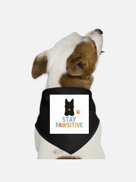 Stay Pawitive Dog Motif - Dog Bandana - black