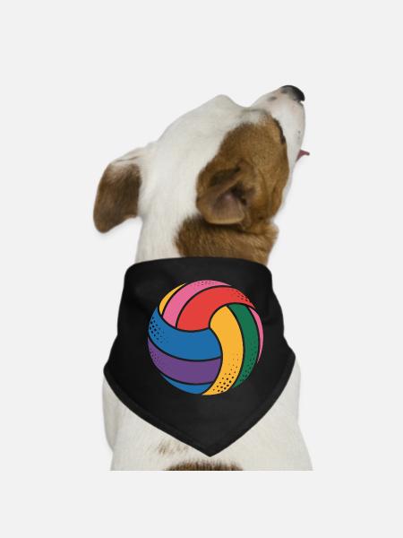 Colorful volleyball for sports lovers - Dog Bandana - black - Front