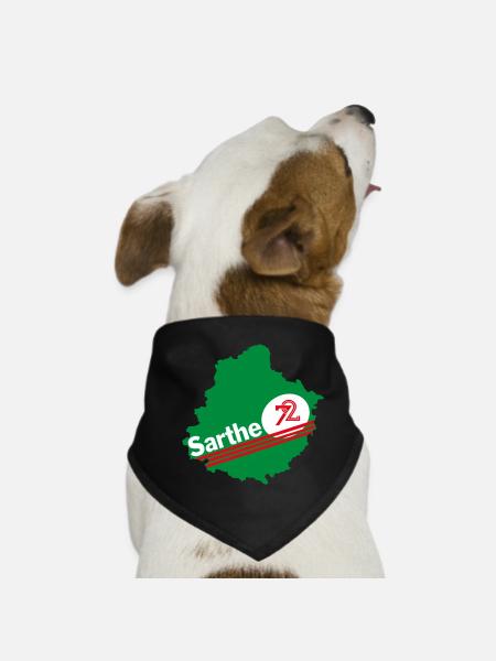 Carte Sarthe Verte 72  - Bandana pour chien - noir - Devant
