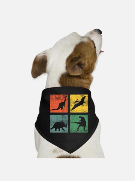 Dinosaure Dino Dinos Tyrannosaurus Triceratops - Bandana pour chien - noir - Devant