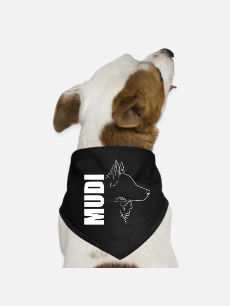 Mudi Profile Dog Dog Wilsigns - Dog Bandana - black - Front