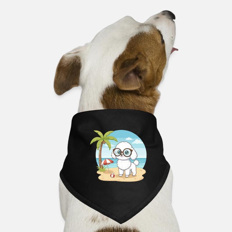 Cute Poodle with Glasses Beach Summer Vacation Dog Bandana