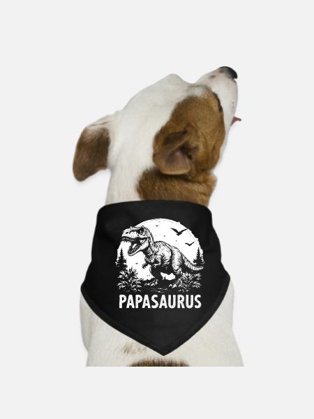 Papasaurus Bester Papa starker Vater Geschenk cool - Hunde-Bandana - Schwarz - Vorne