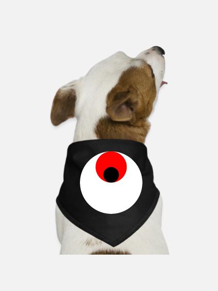 3 circles, white, red and black - Dog Bandana - black - Front