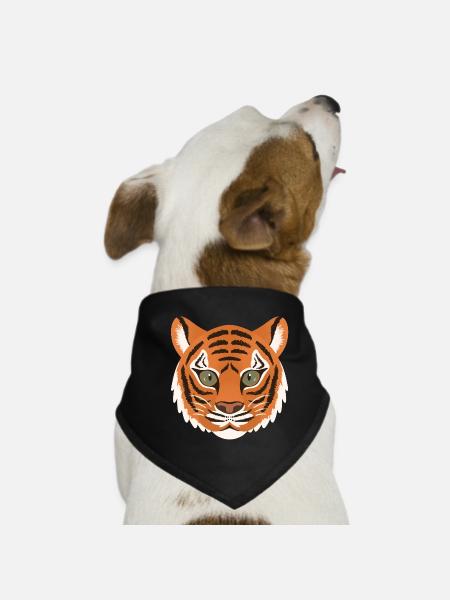 Motif tête de tigre pour vêtements - Bandana pour chien - noir - Devant