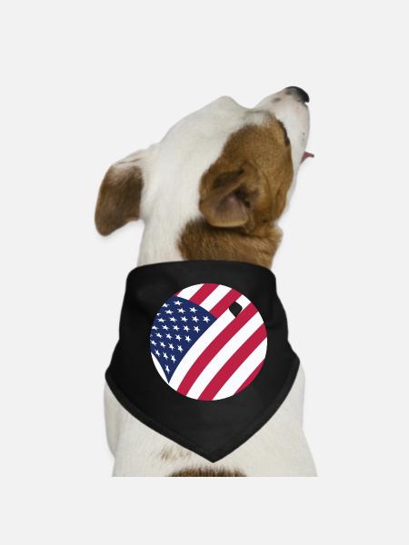Drapeau américain Balle de ping-pong Tennis patriotique - Bandana pour chien - noir - Devant
