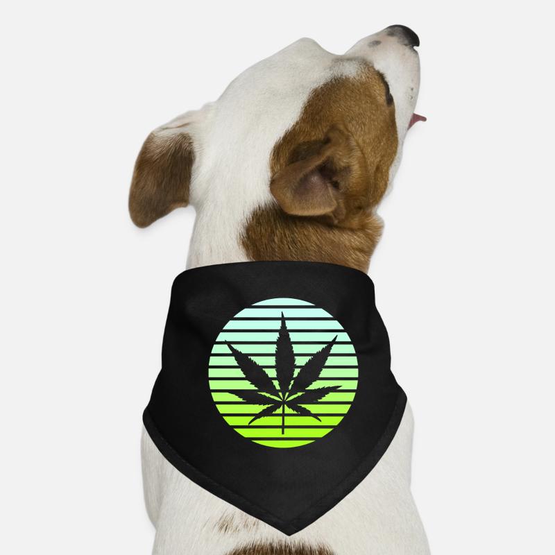 Cannabis Hemp Leaf Retro Sunset Vintage Style Dog Bandana