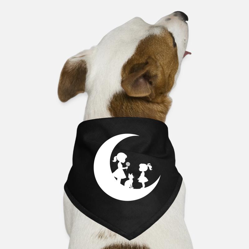 Mädchen Blume Katze auf dem Mond Silhouette Hunde-Bandana
