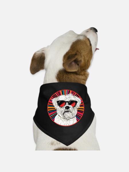 Punk dog with sunglasses - Dog Bandana - black - Front