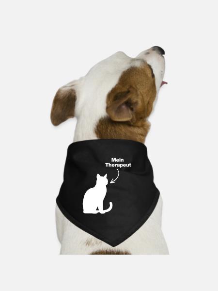 MEIN THERAPEUT: KATZE! 😻 CATLOVER KATZENLIEBE  - Hunde-Bandana - Schwarz - Vorne