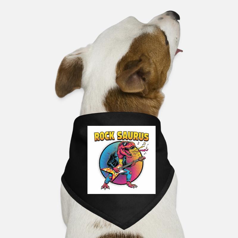Rock Saurus Guitar Hero - Dog Bandana - black