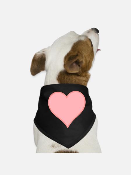 Cadeau rose à cœur rose pour la Saint-Valentin - Bandana pour chien - noir - Devant