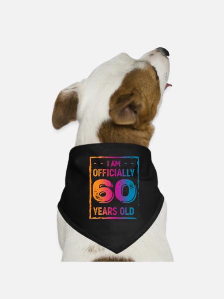 60. Geburtstag - Hunde-Bandana - Schwarz - Vorne