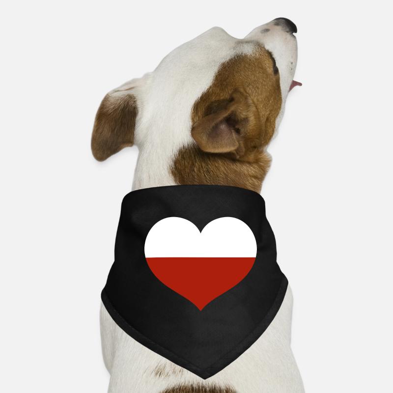 Emblème du drapeau du drapeau polonais en forme de cœur Bandana pour chien