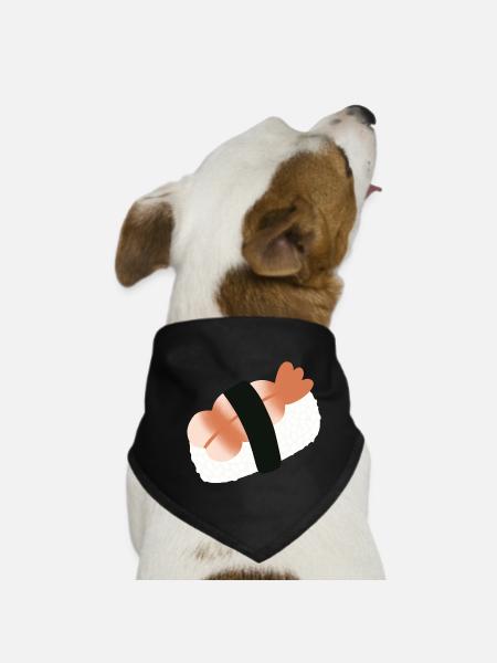 Garnelen-Nigiri-Minimalistisches Sushi - Hunde-Bandana - Schwarz - Vorne