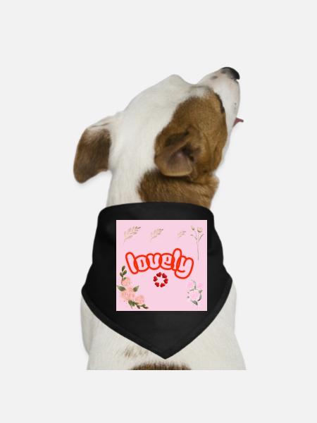 Lucky Neon Floral on Pink - Dog Bandana - black - Front