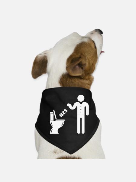 NZS In’s Klo, In Die Toilette! Gegen Rechts White - Hunde-Bandana - Schwarz - Vorne