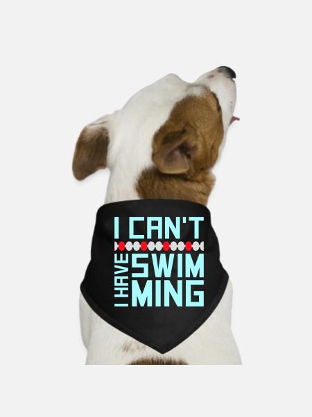 I Can't I Have Swimming Lustig Schwimmer Ausrede - Hunde-Bandana - Schwarz - Vorne