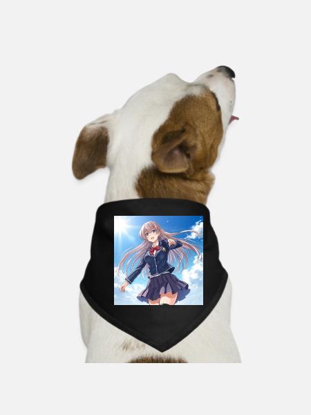 Schoolgirl in blue sky - Dog Bandana - black - Front