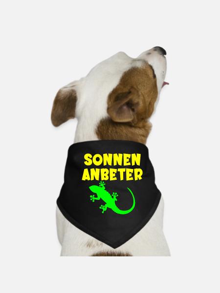 Sonnenanbeter Eidechse - Sommer Sonne - Hunde-Bandana - Schwarz - Vorne
