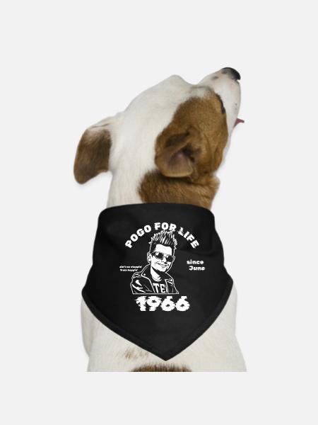60. Geburtstag Pogo for life since 06/1966 - Hunde-Bandana - Schwarz - Vorne