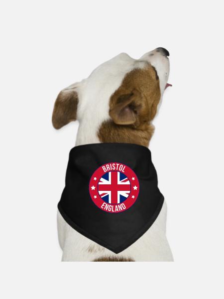 Bristol England Retro Badge - Dog Bandana - black - Front