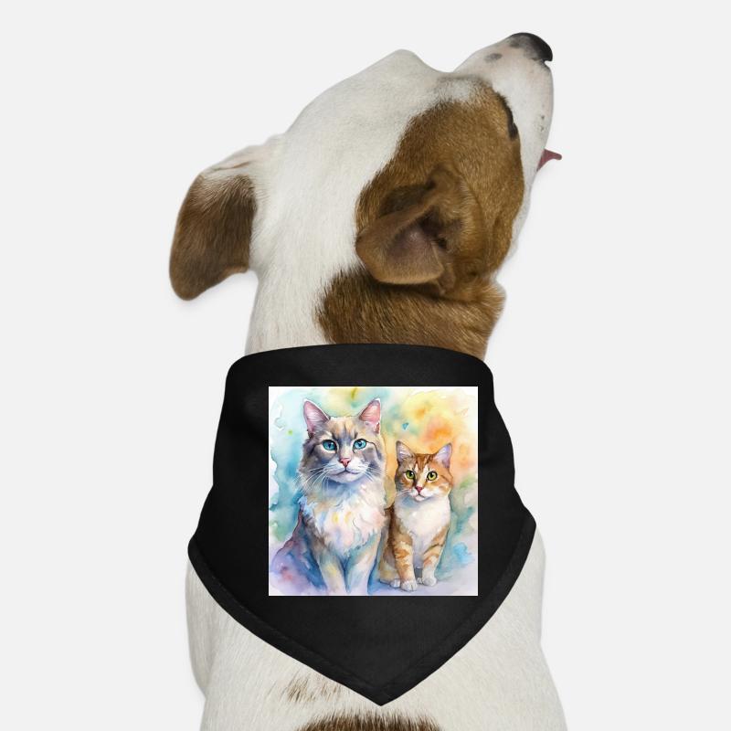 Watercolor Duo Cats Portrait Dog Bandana