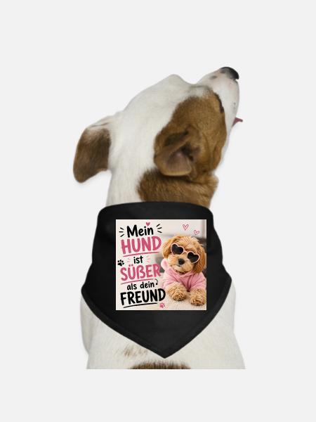 Mein Hund ist süßer als dein Freund - Hunde-Bandana - Schwarz - Vorne