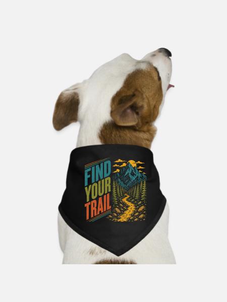 Berge – Finde deine Spur - Hunde-Bandana - Schwarz - Vorne